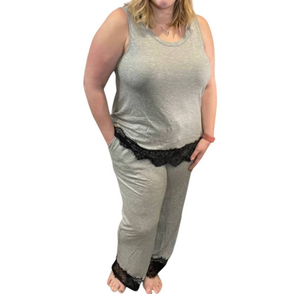 NEW BLUMIN lace hem lounge set in heathered gray